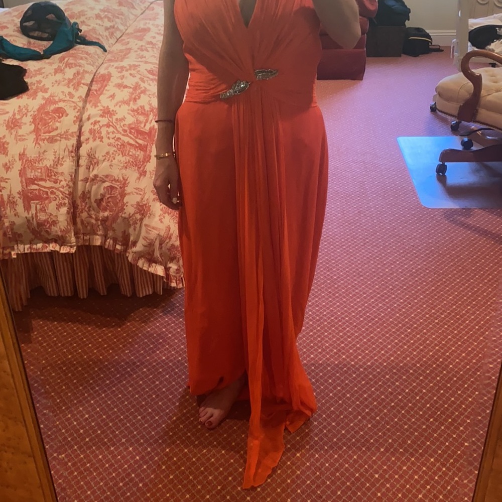 Gorgeous orange Marchesa halter dress